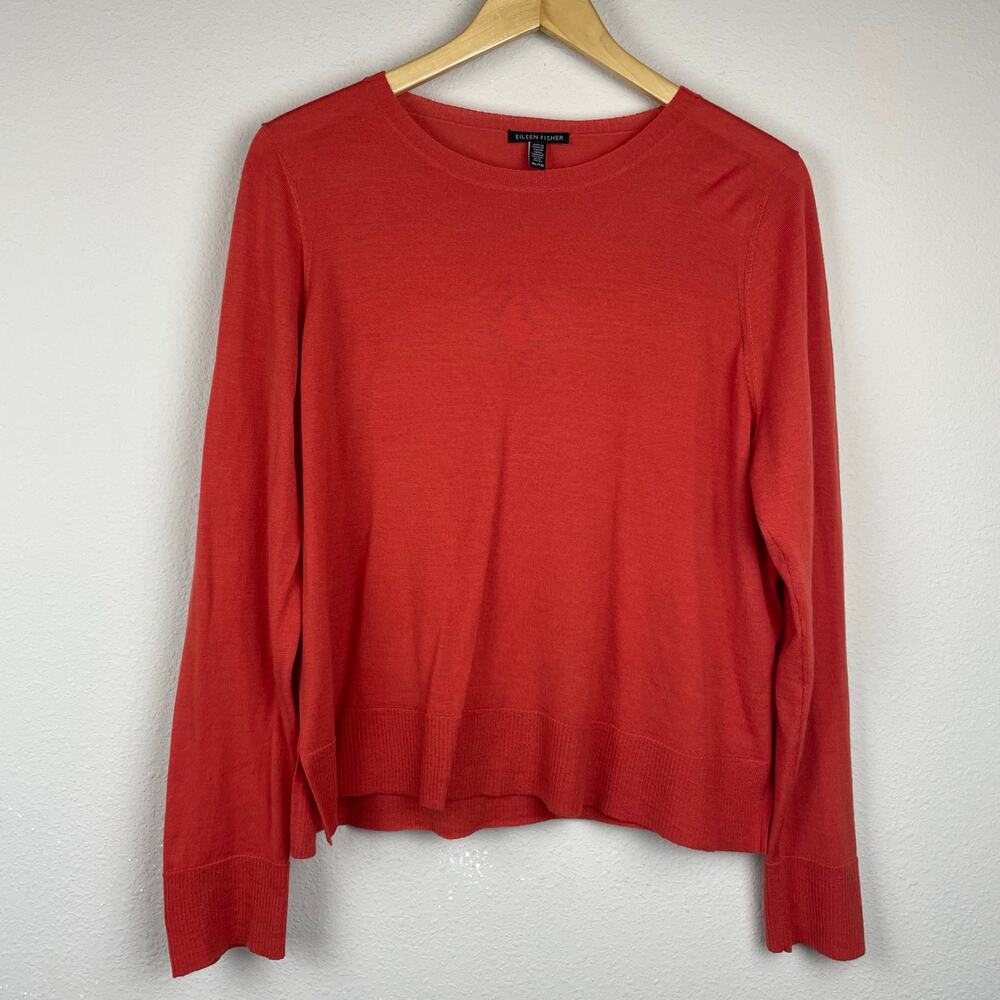 Eileen Fisher lightweight orange merino sweater, XL